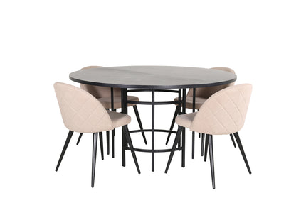 Furniture Fashion & Venture Home Copenhagen & Velvet Runda Matbord ⌀140 Svart + Matstolar 2-pack Beige
