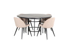 Furniture Fashion & Venture Home Copenhagen & Velvet Runda Matbord ⌀140 Svart + Matstolar 2-pack Beige
