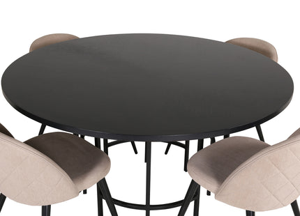 Furniture Fashion & Venture Home Copenhagen & Velvet Runda Matbord ⌀140 Svart + Matstolar 2-pack Beige