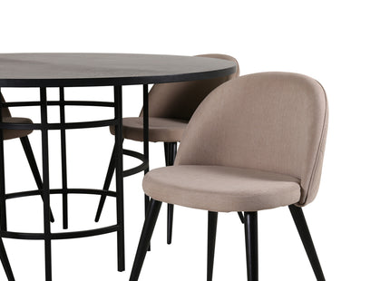 Furniture Fashion & Venture Home Copenhagen & Velvet Runda Matbord ⌀140 Svart + Matstolar 2-pack Beige