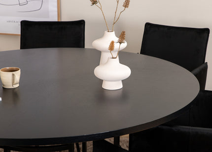 Furniture Fashion & Venture Home Copenhagen & Petra Runda Matbord ⌀140 Svart + Matstolar Svart