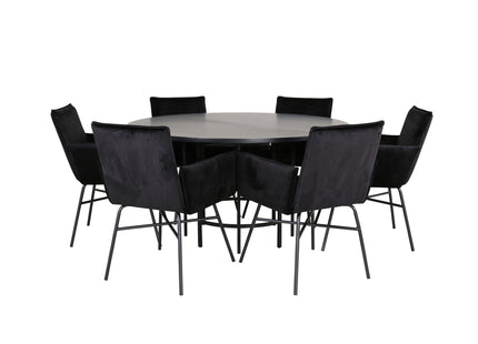 Furniture Fashion & Venture Home Copenhagen & Petra Runda Matbord ⌀140 Svart + Matstolar Svart