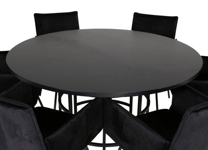 Furniture Fashion & Venture Home Copenhagen & Petra Runda Matbord ⌀140 Svart + Matstolar Svart