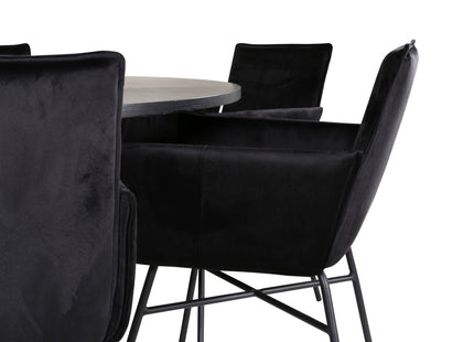 Furniture Fashion & Venture Home Copenhagen & Petra Runda Matbord ⌀140 Svart + Matstolar Svart