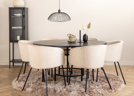 Furniture Fashion & Venture Home Copenhagen & Berit Runda Matbord ⌀140 Svart + Matstolar Beige