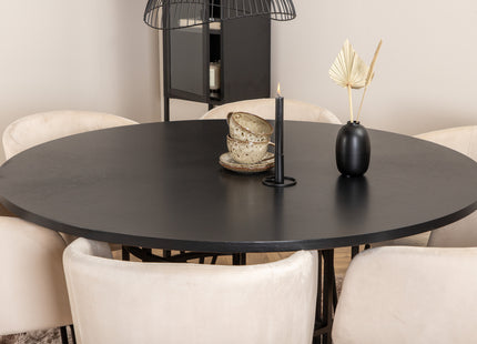Furniture Fashion & Venture Home Copenhagen & Berit Runda Matbord ⌀140 Svart + Matstolar Beige