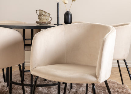 Furniture Fashion & Venture Home Copenhagen & Berit Runda Matbord ⌀140 Svart + Matstolar Beige