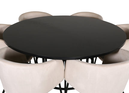 Furniture Fashion & Venture Home Copenhagen & Berit Runda Matbord ⌀140 Svart + Matstolar Beige