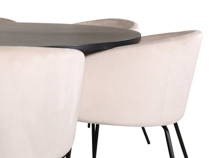 Furniture Fashion & Venture Home Copenhagen & Berit Runda Matbord ⌀140 Svart + Matstolar Beige