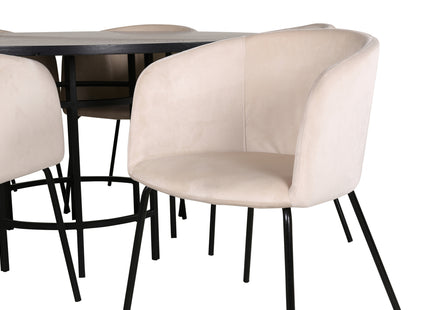 Furniture Fashion & Venture Home Copenhagen & Berit Runda Matbord ⌀140 Svart + Matstolar Beige