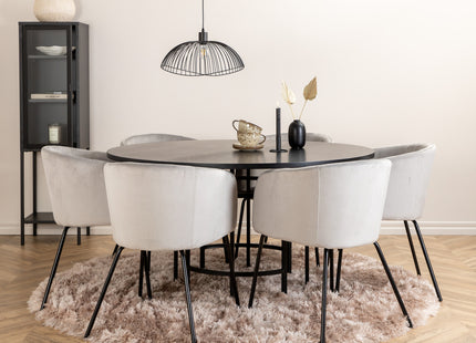 Furniture Fashion & Venture Home Copenhagen & Berit Runda Matbord ⌀140 Svart + Matstolar Grå