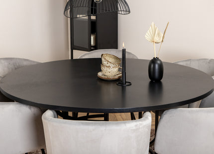 Furniture Fashion & Venture Home Copenhagen & Berit Runda Matbord ⌀140 Svart + Matstolar Grå