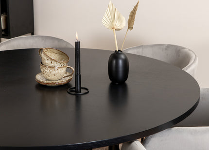 Furniture Fashion & Venture Home Copenhagen & Berit Runda Matbord ⌀140 Svart + Matstolar Grå