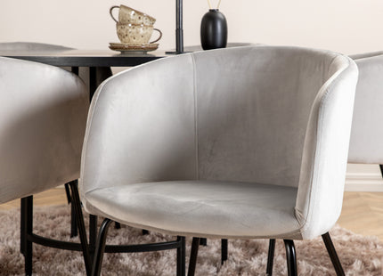 Furniture Fashion & Venture Home Copenhagen & Berit Runda Matbord ⌀140 Svart + Matstolar Grå