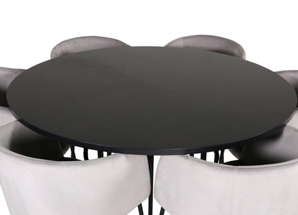 Furniture Fashion & Venture Home Copenhagen & Berit Runda Matbord ⌀140 Svart + Matstolar Grå