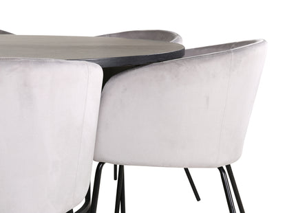 Furniture Fashion & Venture Home Copenhagen & Berit Runda Matbord ⌀140 Svart + Matstolar Grå