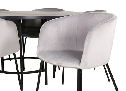 Furniture Fashion & Venture Home Copenhagen & Berit Runda Matbord ⌀140 Svart + Matstolar Grå