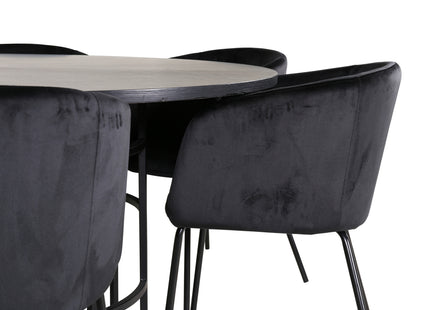 Furniture Fashion & Venture Home Copenhagen & Berit Runda Matbord ⌀140 Svart + Matstolar Svart