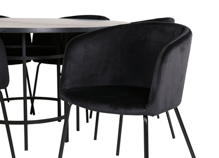 Furniture Fashion & Venture Home Copenhagen & Berit Runda Matbord ⌀140 Svart + Matstolar Svart