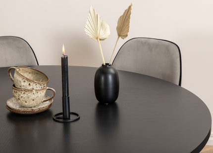 Furniture Fashion & Venture Home Copenhagen & Emma Runda Matbord ⌀140 Svart + Matstolar 2-pack Grå