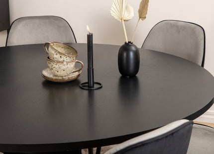 Furniture Fashion & Venture Home Copenhagen & Emma Runda Matbord ⌀140 Svart + Matstolar 2-pack Grå