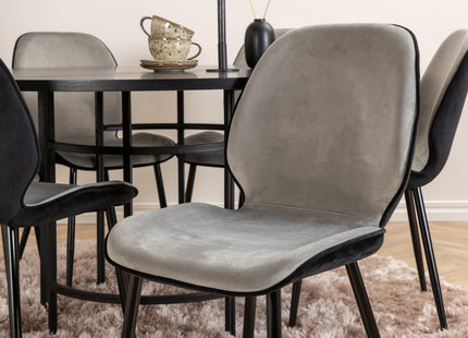 Furniture Fashion & Venture Home Copenhagen & Emma Runda Matbord ⌀140 Svart + Matstolar 2-pack Grå