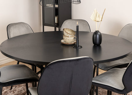 Furniture Fashion & Venture Home Copenhagen & Emma Runda Matbord ⌀140 Svart + Matstolar 2-pack Grå