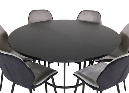 Furniture Fashion & Venture Home Copenhagen & Emma Runda Matbord ⌀140 Svart + Matstolar 2-pack Grå