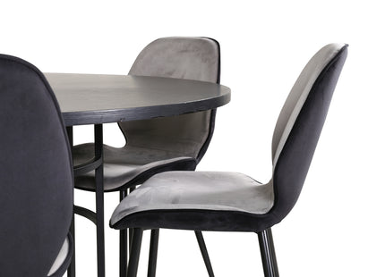Furniture Fashion & Venture Home Copenhagen & Emma Runda Matbord ⌀140 Svart + Matstolar 2-pack Grå