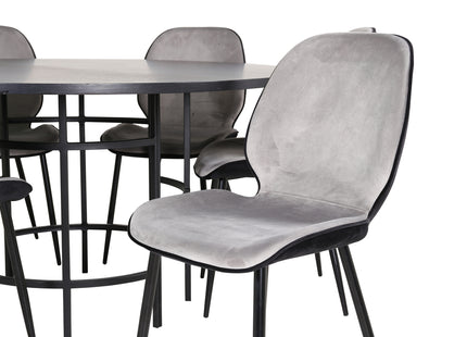 Furniture Fashion & Venture Home Copenhagen & Emma Runda Matbord ⌀140 Svart + Matstolar 2-pack Grå