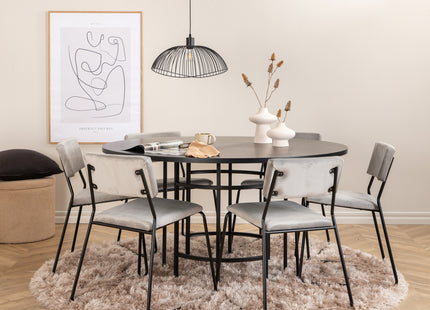 Furniture Fashion & Venture Home Copenhagen & Kenth Runda Matbord ⌀140 Svart + Matstolar 2-pack Grå
