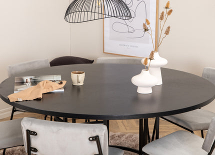 Furniture Fashion & Venture Home Copenhagen & Kenth Runda Matbord ⌀140 Svart + Matstolar 2-pack Grå