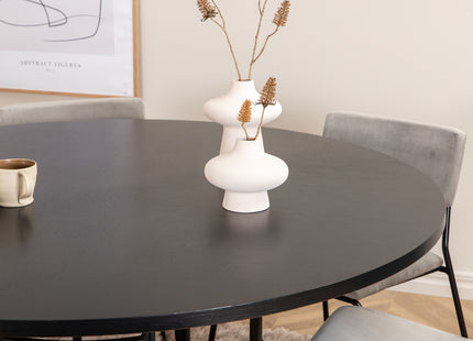 Furniture Fashion & Venture Home Copenhagen & Kenth Runda Matbord ⌀140 Svart + Matstolar 2-pack Grå