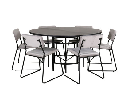 Furniture Fashion & Venture Home Copenhagen & Kenth Runda Matbord ⌀140 Svart + Matstolar 2-pack Grå