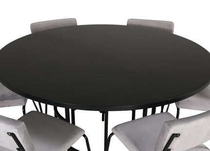 Furniture Fashion & Venture Home Copenhagen & Kenth Runda Matbord ⌀140 Svart + Matstolar 2-pack Grå