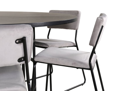 Furniture Fashion & Venture Home Copenhagen & Kenth Runda Matbord ⌀140 Svart + Matstolar 2-pack Grå