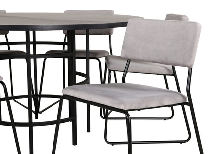 Furniture Fashion & Venture Home Copenhagen & Kenth Runda Matbord ⌀140 Svart + Matstolar 2-pack Grå