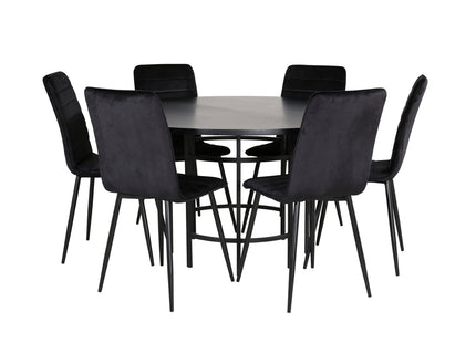Furniture Fashion & Venture Home Copenhagen & Windu Runda Matbord ⌀140 Svart + Matstolar 2-pack Svart