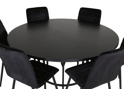 Furniture Fashion & Venture Home Copenhagen & Windu Runda Matbord ⌀140 Svart + Matstolar 2-pack Svart