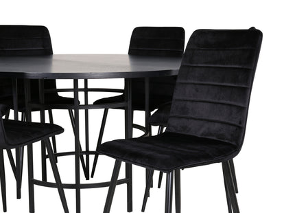 Furniture Fashion & Venture Home Copenhagen & Windu Runda Matbord ⌀140 Svart + Matstolar 2-pack Svart