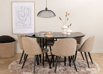 Furniture Fashion & Venture Home Copenhagen & Velvet Runda Matbord ⌀140 Svart + Matstolar 2-pack Beige