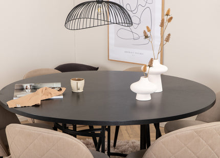 Furniture Fashion & Venture Home Copenhagen & Velvet Runda Matbord ⌀140 Svart + Matstolar 2-pack Beige