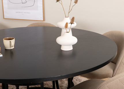 Furniture Fashion & Venture Home Copenhagen & Velvet Runda Matbord ⌀140 Svart + Matstolar 2-pack Beige