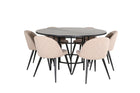 Furniture Fashion & Venture Home Copenhagen & Velvet Runda Matbord ⌀140 Svart + Matstolar 2-pack Beige