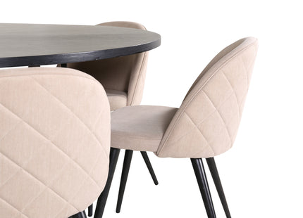 Furniture Fashion & Venture Home Copenhagen & Velvet Runda Matbord ⌀140 Svart + Matstolar 2-pack Beige