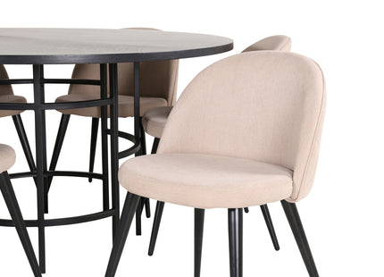 Furniture Fashion & Venture Home Copenhagen & Velvet Runda Matbord ⌀140 Svart + Matstolar 2-pack Beige