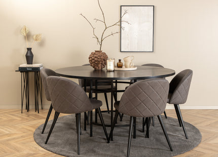 Furniture Fashion & Venture Home Copenhagen & Velvet Runda Matbord ⌀140 Svart + Matstolar 2-pack Grå