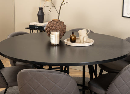 Furniture Fashion & Venture Home Copenhagen & Velvet Runda Matbord ⌀140 Svart + Matstolar 2-pack Grå