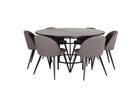 Furniture Fashion & Venture Home Copenhagen & Velvet Runda Matbord ⌀140 Svart + Matstolar 2-pack Grå