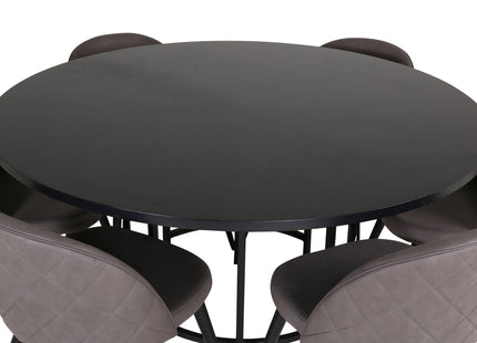 Furniture Fashion & Venture Home Copenhagen & Velvet Runda Matbord ⌀140 Svart + Matstolar 2-pack Grå